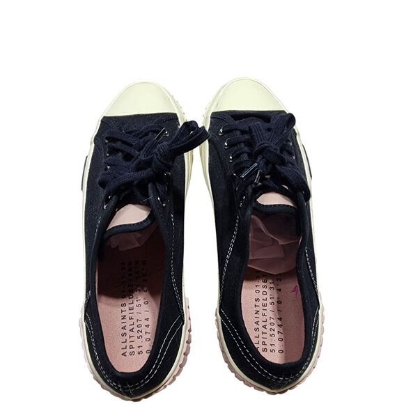 Allsaints Jackie Platform Black Canvas Sneakers Size 9 US Womens Wf00302Z - Picture 8 of 10